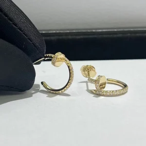 Cartier Womens Earrings Custom Full Diamond 18K Gold (2)