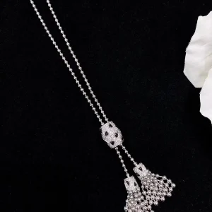 Cartier Womens Necklace Custom Natural Diamond 18K White Gold (2)