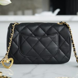 Chanel Classic Charm Heart Womens Black Replica Bags Size 20cm (2)