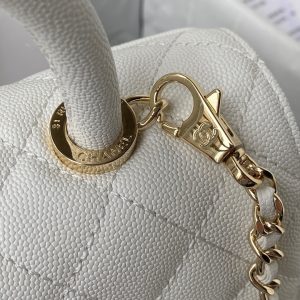 Chanel Coco Womens White Replica Bags Lock Gold Size 23cm (2)