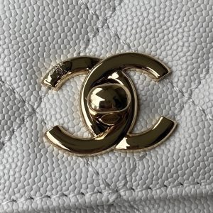 Chanel Coco Womens White Replica Bags Lock Gold Size 23cm (2)