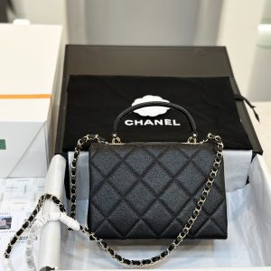 Chanel Handle Grain Leather Black Replica Bags Size 25cm (2)