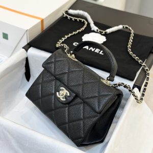 Chanel Handle Grain Leather Black Replica Bags Size 25cm (2)