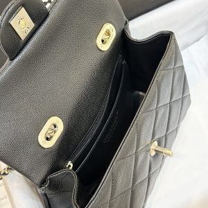 Chanel Handle Grain Leather Black Replica Bags Size 25cm (2)