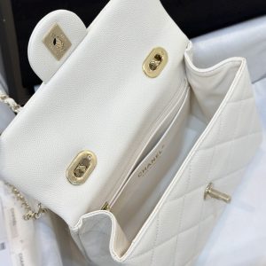 Chanel Handle Grain Leather Replica Bags White Size 25cm (2)