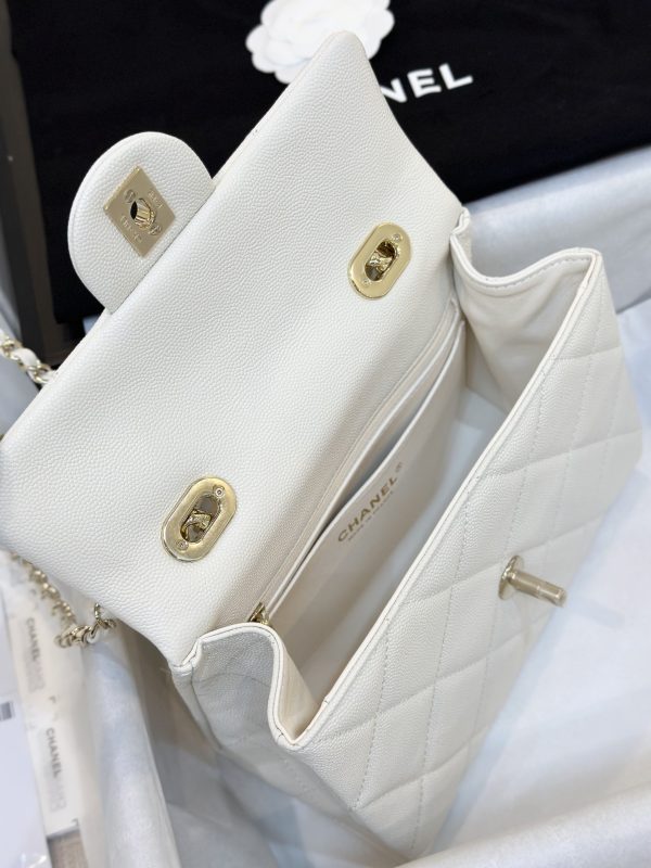 Chanel Handle Grain Leather Replica Bags White Size 25cm (2)