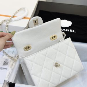 Chanel Handle Grain Leather Replica Bags White Size 25cm (2)