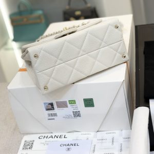 Chanel Handle Grain Leather Replica Bags White Size 25cm (2)