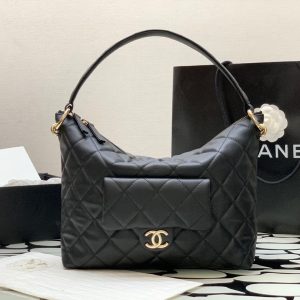 Chanel Maxi Hobo Womens Replica Bags Calf Leather Black Size 29x22x10cm (2)