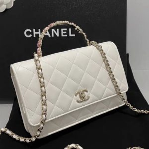 Chanel Woc Womens White Replica Handbags Lock Gold Size 19cm (2)