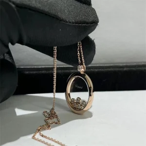 Chopard Happy Necklace Womens Custom Diamond 18K Rose Gold (2)