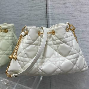 Dior Ammi Small White Supple Macrocannage Lambskin Replica Bags Size 27x15x12cm (2)