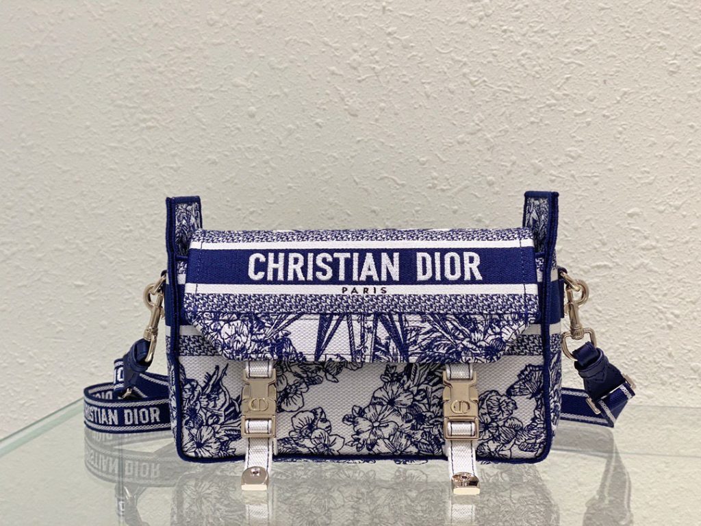 Dior Camp Blue Oblique Embroidery Replica Bags Size 25x15x8cm (2)