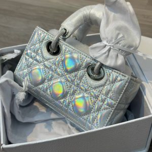 Dior D-Joy Mini Silver Color Replica Bags Gold Lock Size 17cm (2)