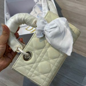 Dior D-Joy Mini White Replica Bags Silver Lock Size 17cm (2)