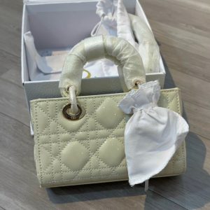 Dior D-Joy Mini White Replica Bags Silver Lock Size 17cm (2)