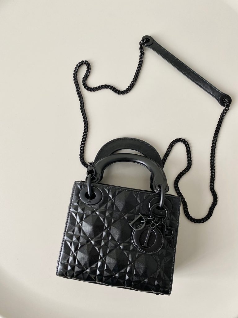 Dior Lady Matte Diamonds Womens Replica Bags Black Size 17cm (2)