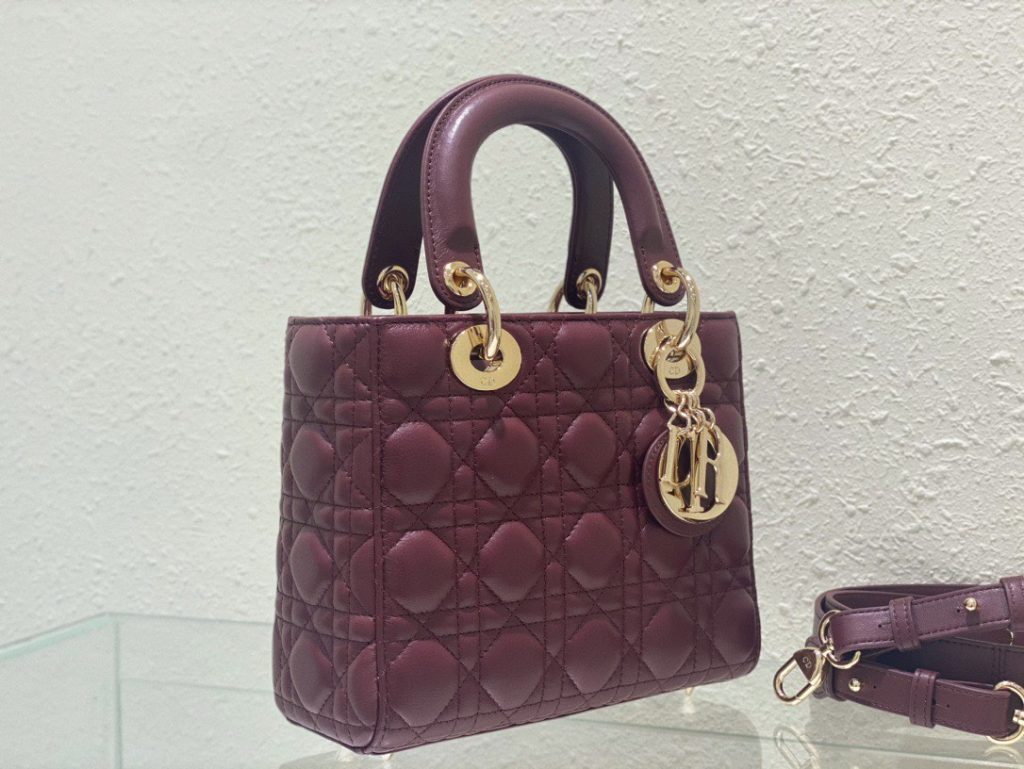 Dior Lady My ABC Womens Replica Bags Plum Red Size 20cm (2)
