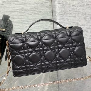 Dior Woc Womens Black Replica Bags Gold Lock Size 21×11 (2)