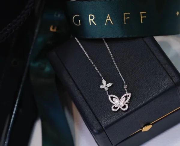 Graff Butterfly Shaped Necklace Custom Diamond 18K White Gold (2)