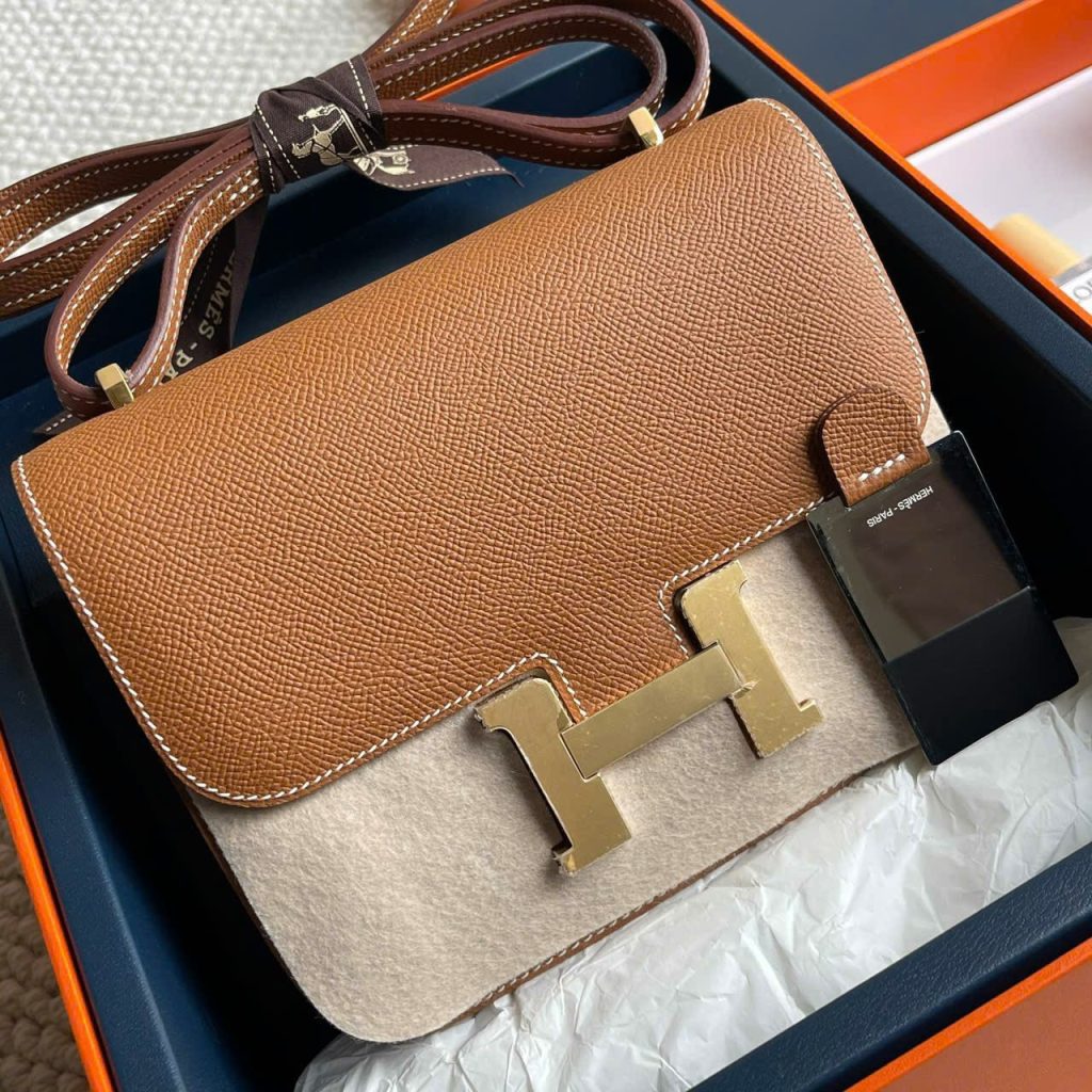 Hermes Constance 18 Orange Swift Gold Hardware Replica Bags Size 19cm (2)