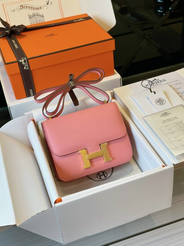 Hermes Constance Replica Handbags Womens Pink Size 19cm (2)