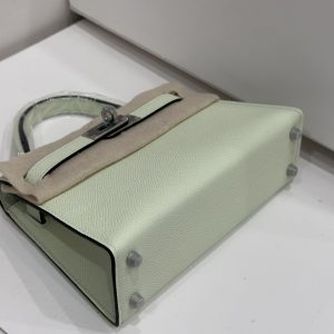 Hermes Kelly 19 Epsom Vert Fizz Palladium Hardware Replica Bags Size 19x12x6cm (2)