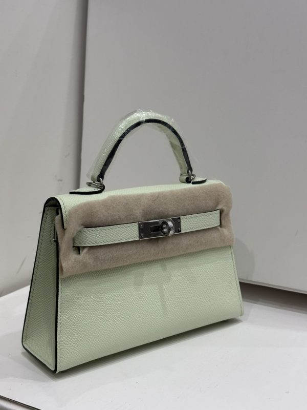 Hermes Kelly 19 Epsom Vert Fizz Palladium Hardware Replica Bags Size 19x12x6cm (2)