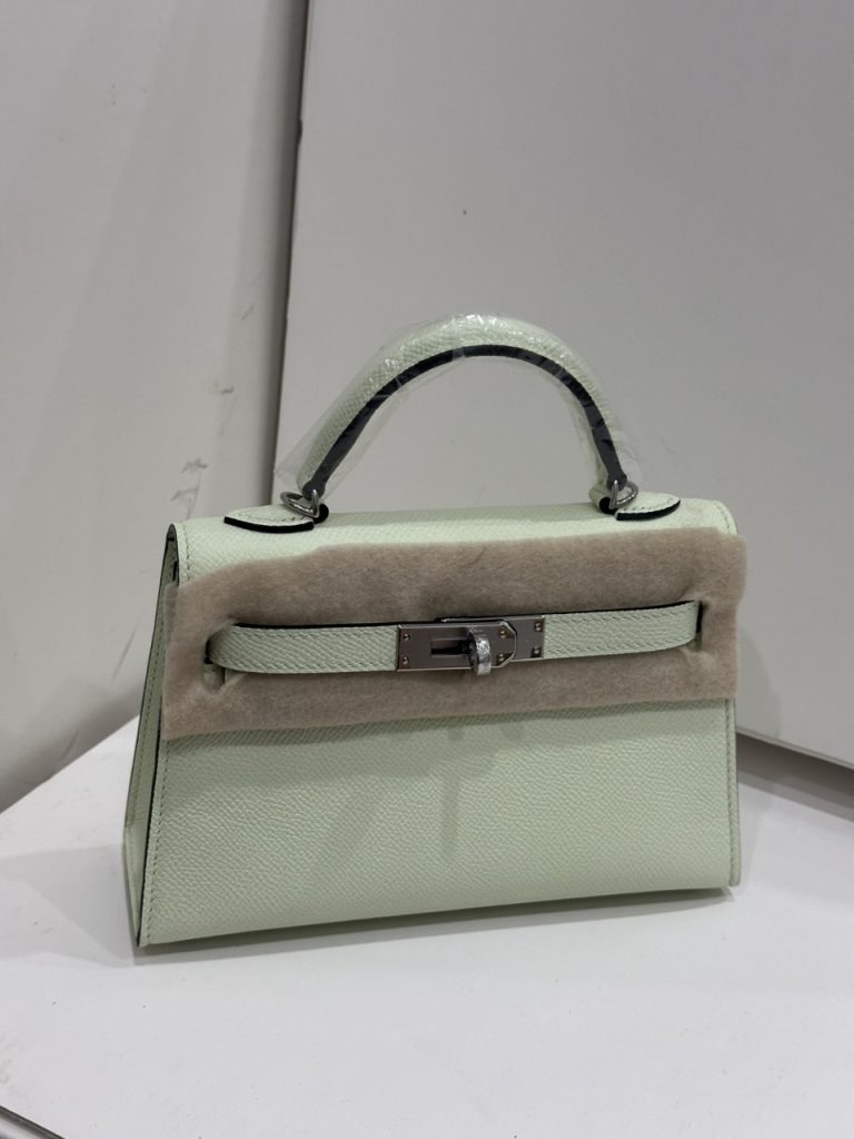 Hermes Kelly 19 Epsom Vert Fizz Palladium Hardware Replica Bags Size 19x12x6cm (2)