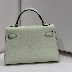 Hermes Kelly 19 Epsom Vert Fizz Palladium Hardware Replica Bags Size 19x12x6cm (2)