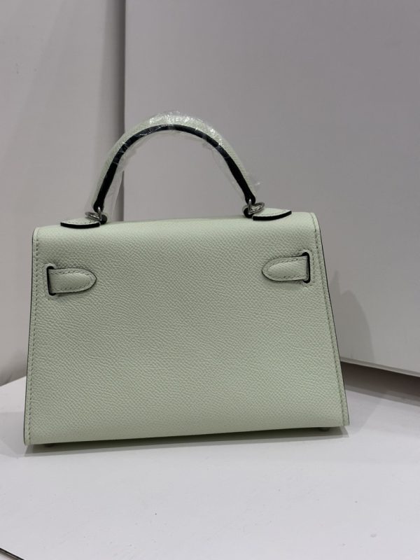 Hermes Kelly 19 Epsom Vert Fizz Palladium Hardware Replica Bags Size 19x12x6cm (2)