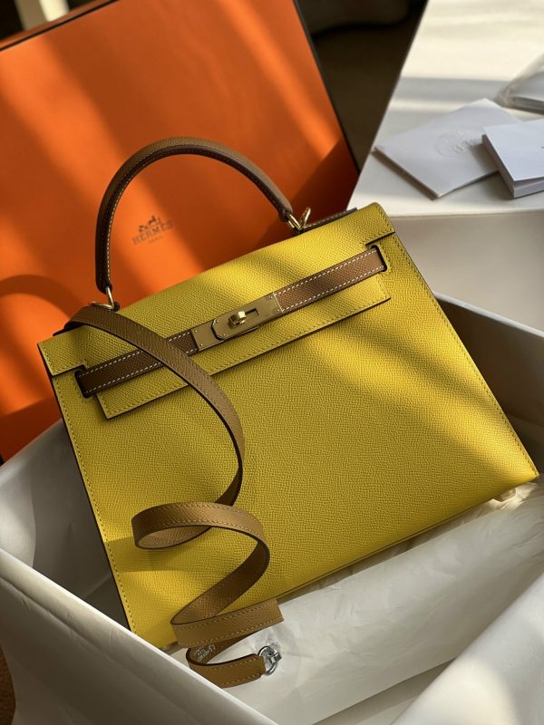 Hermes Kelly Epsom Womens Replica Bags Yellow Size 28cm (2)