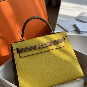 Hermes Kelly Epsom Womens Replica Bags Yellow Size 28cm (2)