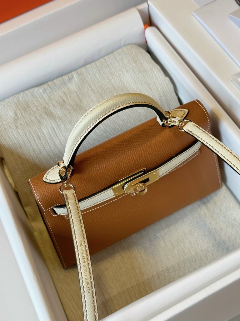 Hermes Kelly Mini FA Womens Replica Bags Cowhide Gold Lock Size 20cm (2)