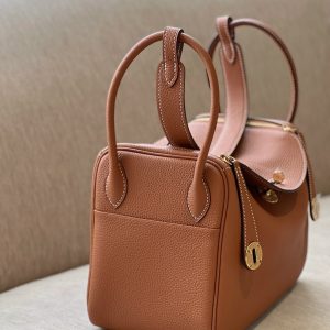 Hermes Lindy Womens Brown Replica Bags Lock Gold Size 26cm (2)
