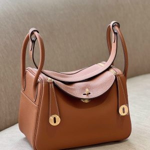 Hermes Lindy Womens Brown Replica Bags Lock Gold Size 26cm (2)