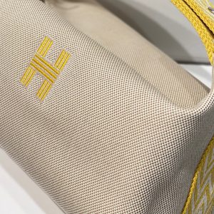 Hermes Trousse Bride A Brace Replica Bags Womens Fabric Yellow 20x12x10cm (3)