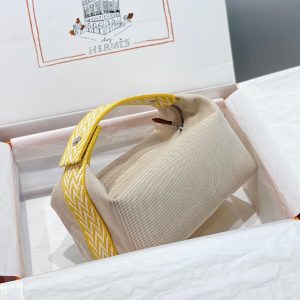 Hermes Trousse Bride A Brace Replica Bags Womens Fabric Yellow 20x12x10cm (3)