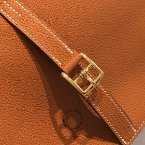 Hermes Women's Genuine Leather Brown Halzan Top Replica Bags Size 28cm (2)