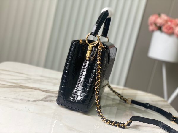 Louis Vuitton LV Capucines Crocodile Replica Bags Black Size 27x21x10cm (1)