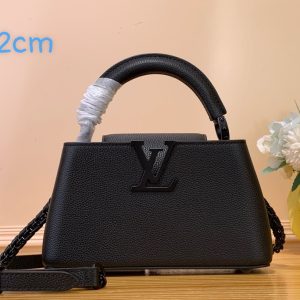 Louis Vuitton LV Capucines Womens Replica Bags Black Size 22cm (2)