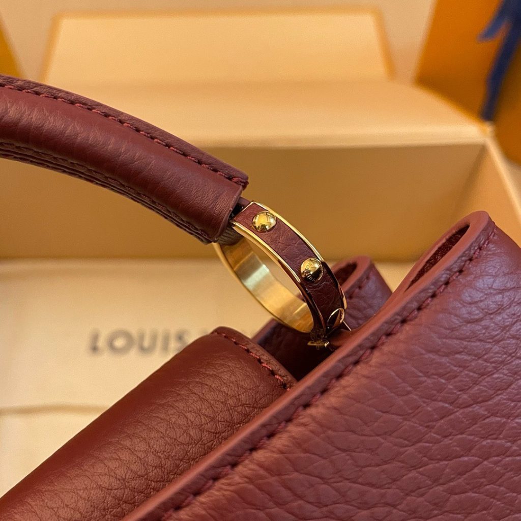 Louis Vuitton LV Capucines Womens Replica Bags Plum Red Size 27x21x10cm