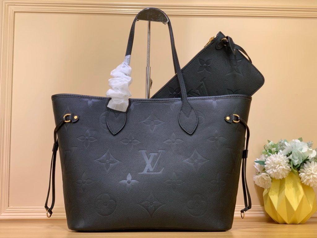 Louis Vuitton LV Never Full Womens Black Replica Bags Lock Gold Size 32x29x17cm (2)