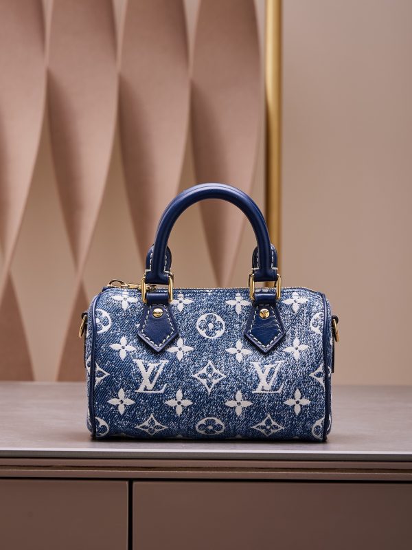 Louis Vuitton LV Speedy Monogram Demin Womens Replica Bags Size 16x10x7 (2)