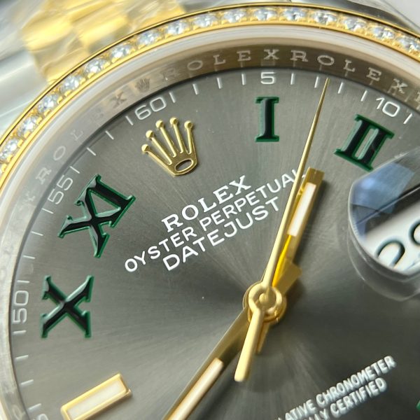 Rolex DateJust 126231 Customs Bezel Moissanite Diamonds Wimbledon Dial VS 36mm (1)