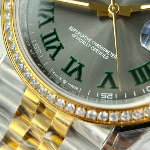 Rolex DateJust 126231 Customs Bezel Moissanite Diamonds Wimbledon Dial VS 36mm (2)