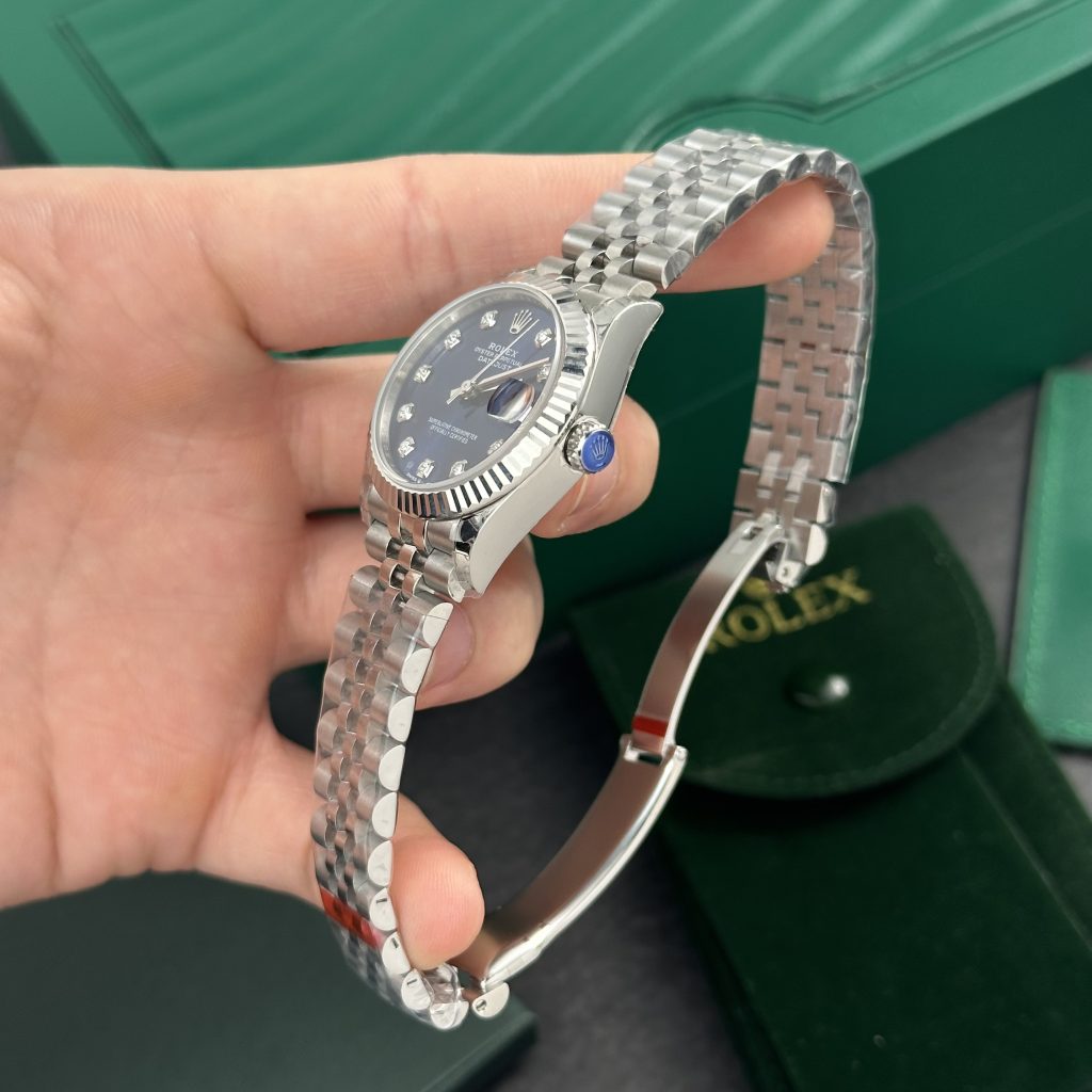 Rolex DateJust Women Blue Diamonds Dial Replica Watch EW 31mm (1)