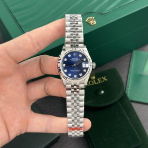 Rolex DateJust Women Blue Diamonds Dial Replica Watch EW 31mm (1)