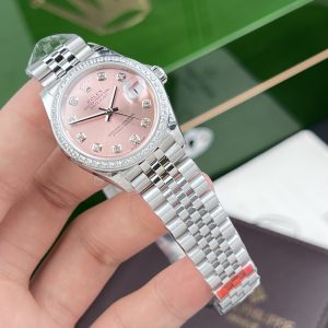 Rolex DateJust Women's Pink Dial Bezel CZ Diamonds EW Factory 31mm (3)