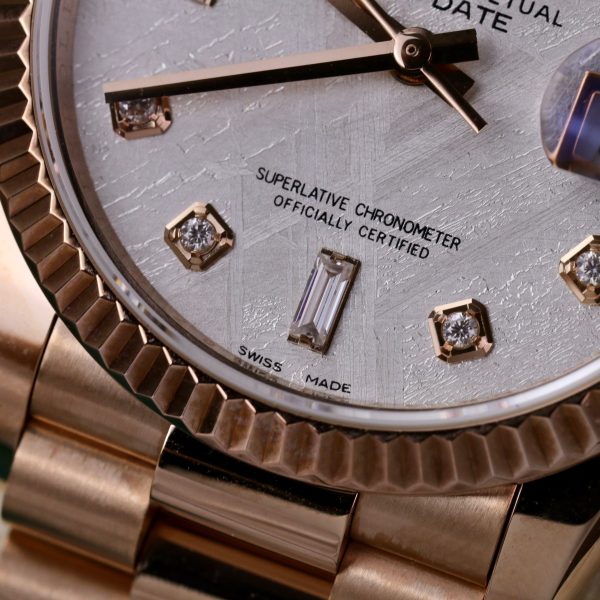 Rolex Day-Date 128235 18K Gold Wrapped Custom Meteorite Dial & Moissanite Diamonds 36mm (1)